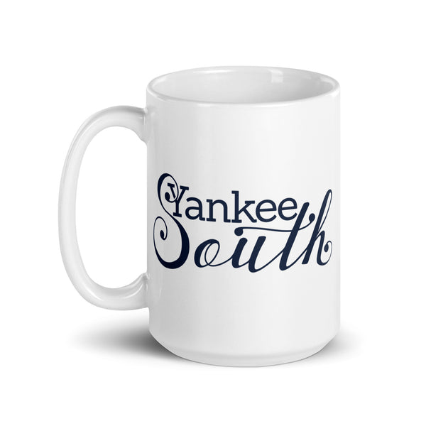 Yankee South (Blue Logo) White glossy mug