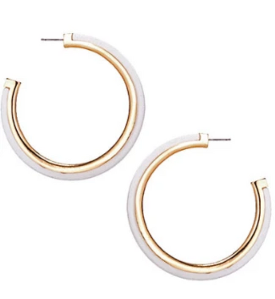 Yankee South White & Gold Large Hoops - Yankee South