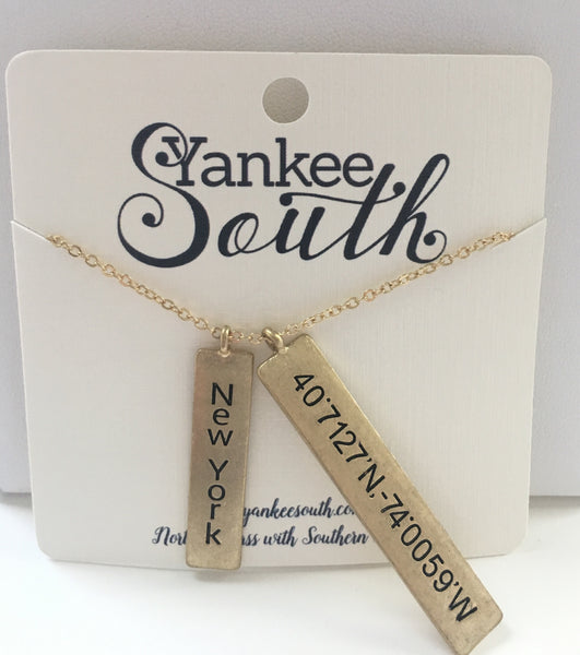 Yankee South New York Double Vertical Bar Necklace - Yankee South