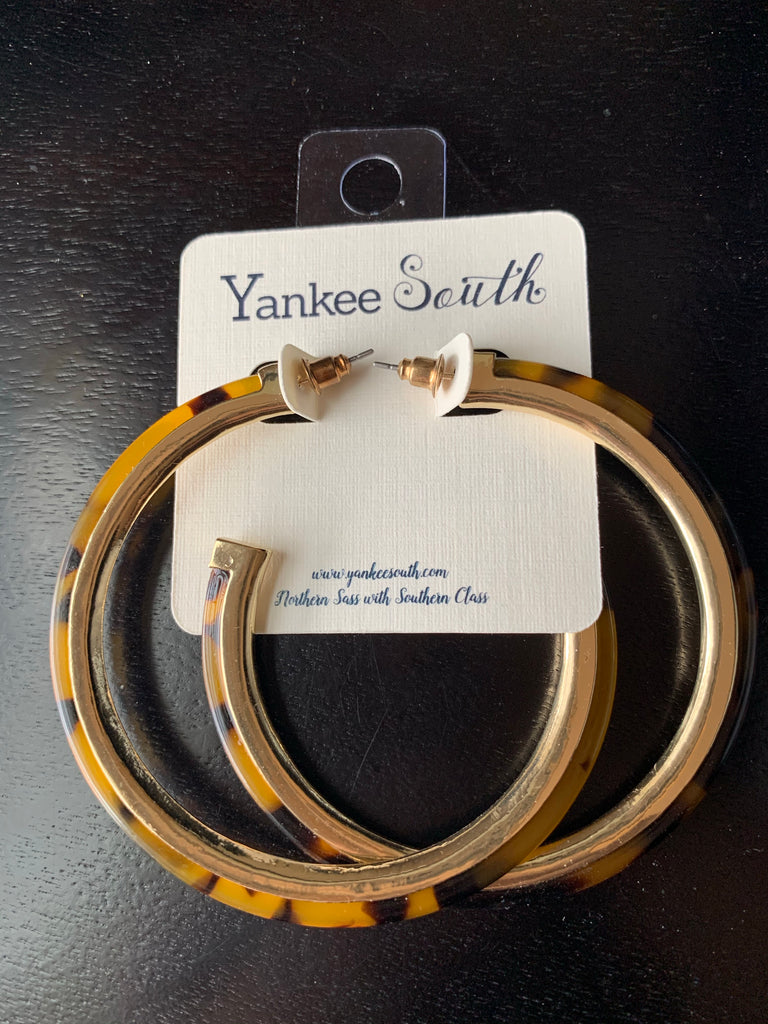 YS Tortoise and Gold Large Hoops