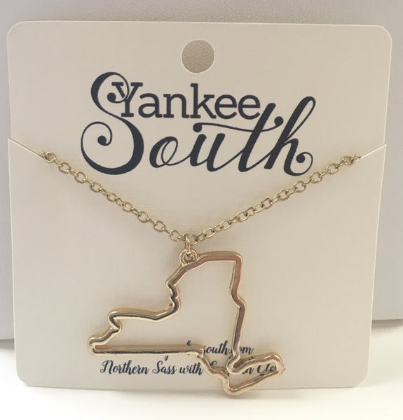 Yankee South New York State Outline Necklace - Yankee South