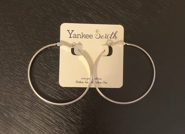 YS Silver Matte Medium Hoop Earrings